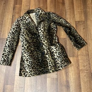 Frederick's of Hollywood Leopard Print Pea Coat in Tan and Black